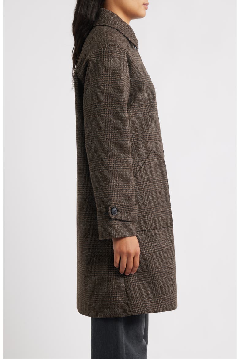 Plaid Slim Balmacaan Coat, Alternate, color, CHOCOLATE