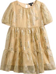 Ava & Yelly Kids' Floral Foil Print Party Dress