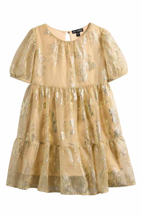 Ava & Yelly Kids' Floral Foil Print Party Dress