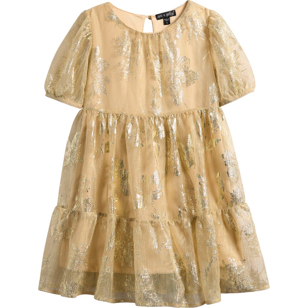 Ava & Yelly Kids' Floral Foil Print Party Dress In Multi