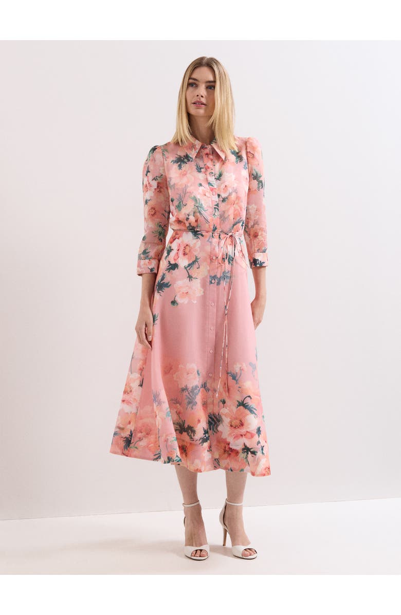 Phase Eight Anabella 3/4 Sleeve Midi Dress, Main, color, Pale Pink