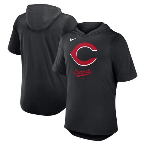 Men's Nike Black Cincinnati Reds Tri-Blend Hoodie T-Shirt
