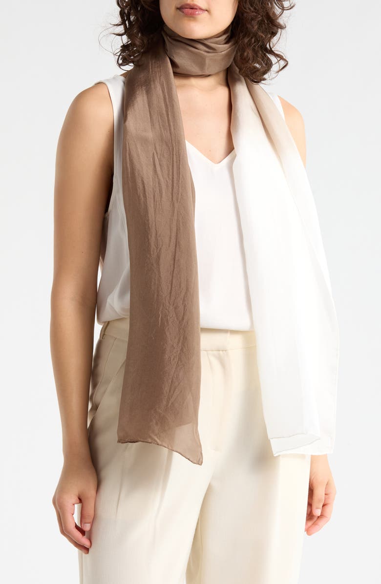 Eileen Fisher Hand Dyed Silk Scarf, Main, color, Cocoa