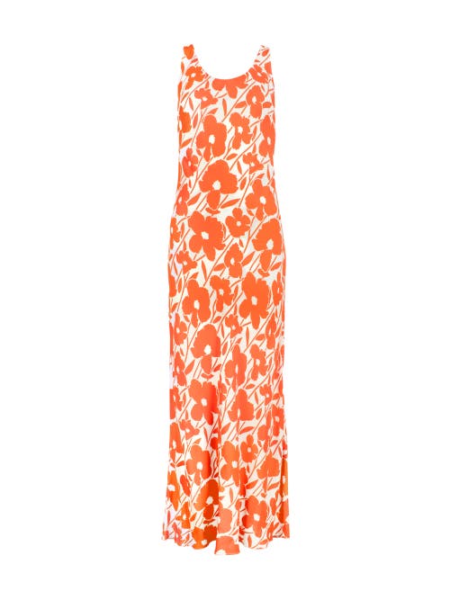Ro&zo Womens Poppy-print Scoop-neck Woven Midi Dress Orange In Orange