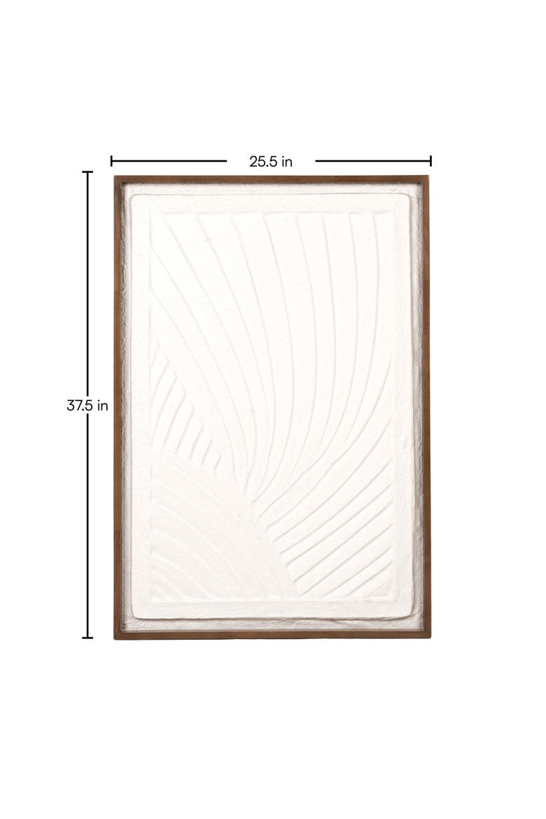 Oak Wood Framed Textured Wall Art Panel with Organic Relief Design, Cream, Alternate, color, Cream