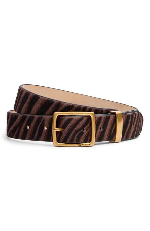 X Boyfriend Leather & Calf Hair Belt