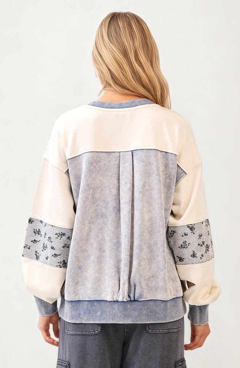 Knit and Lounge Floral Patchwork Crewneck Sweatshirt, Alternate, color, 