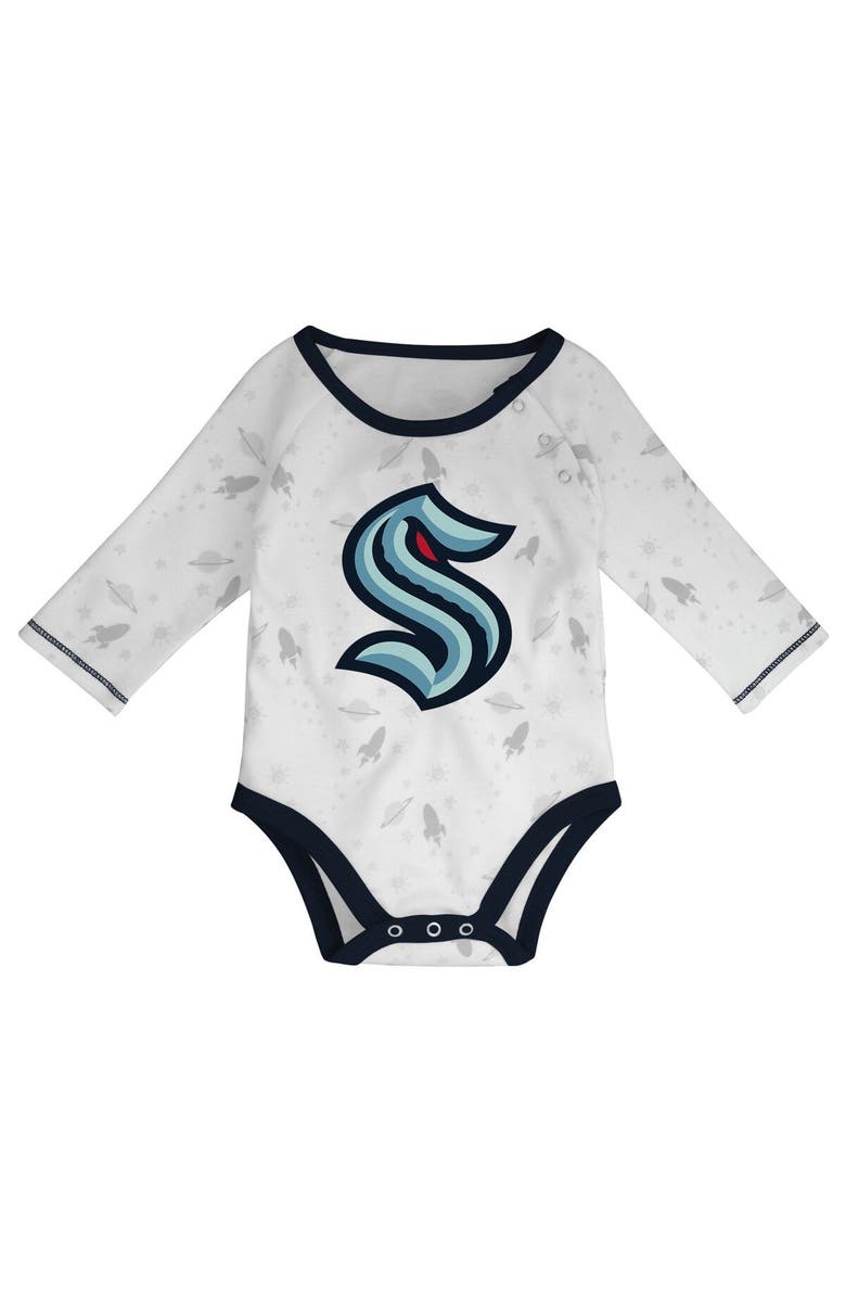 Outerstuff Newborn & Infant White/Deep Sea Blue Seattle Kraken Dream Team Hat Pants & Bodysuit Set, Alternate, color,
