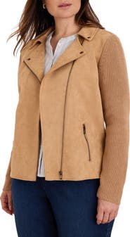 NIC+ZOE Mixed Media Moto Jacket