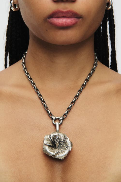 67jewelry Hibiscus Flower Necklace In Silver