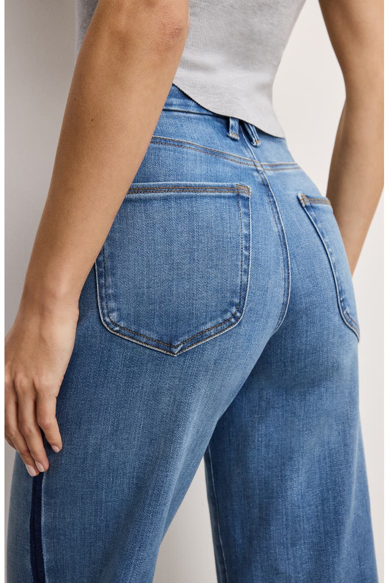 Good Waist Side Stripe Frayed Crop Palazzo Jeans, Alternate, color, INDIGO857