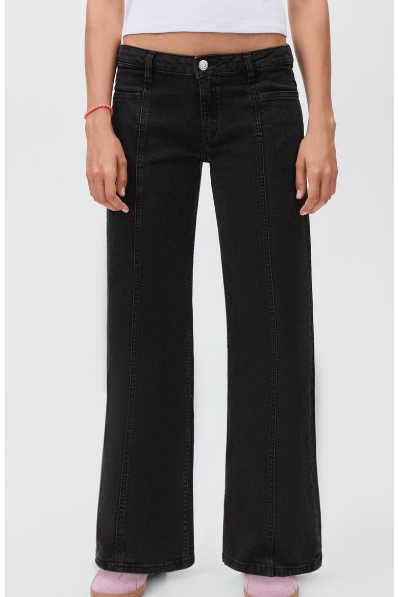 Frayed Stars Straight Leg Jeans, Main, color, BLACK DENIM