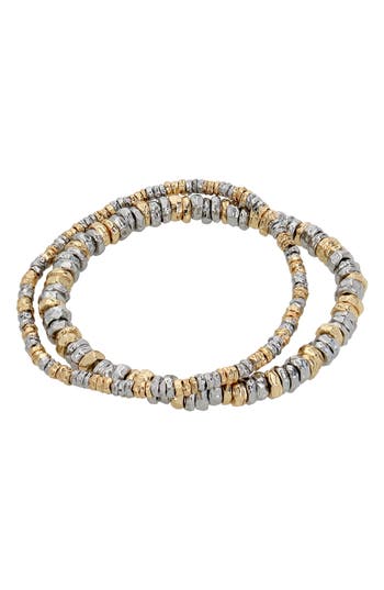 Shop Allsaints Beaded Stretch Bracelet Set In Two Tone