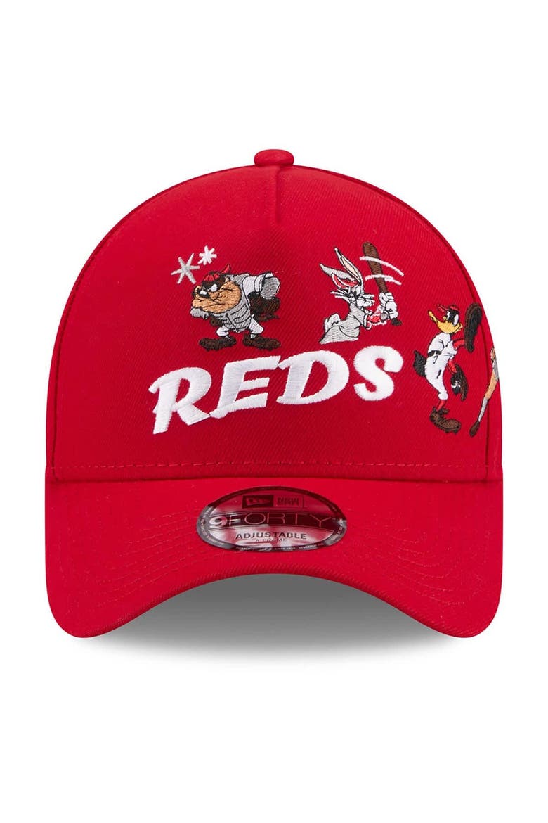 Men's New Era Red Cincinnati Reds Looney Tunes A-Frame 9FORTY Adjustable Hat, Alternate, color, Red