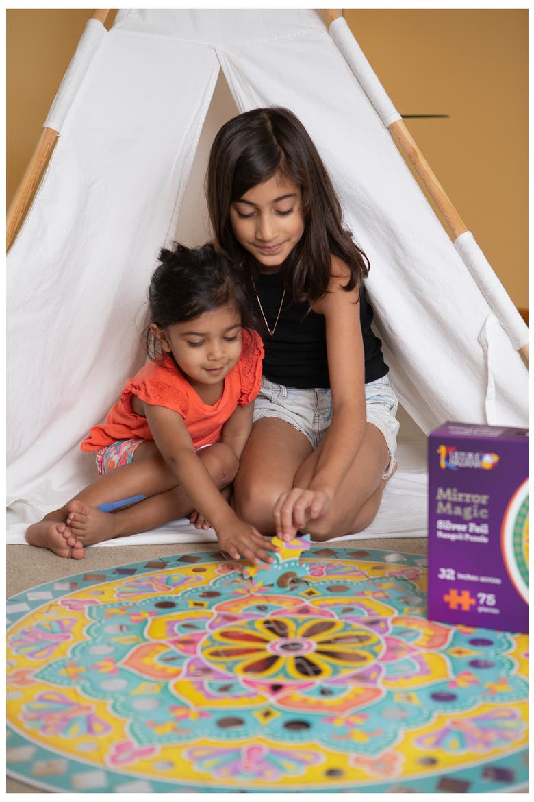 Magic Mirror Silver Foil Rangoli Puzzle - 75 pcs, Alternate, color, MULTI COLOR