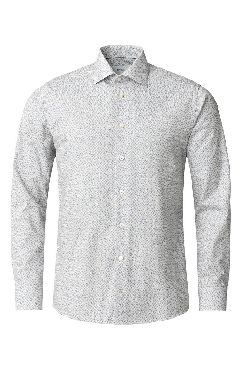 Eton Slim Fit Geometric Print Cotton Dress Shirt, Alternate, color, Light Blue