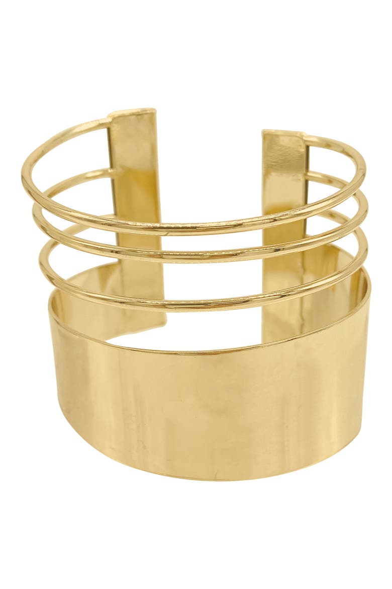14K Gold Plate Tall Cuff Bracelet, Main, color, GOLD