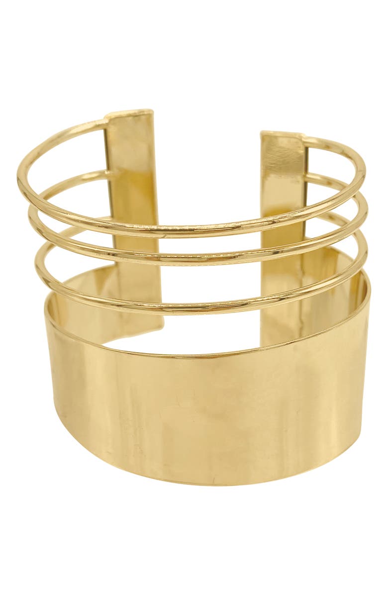 Adornia 14K Gold Plate Tall Cuff Bracelet, Main, color, Gold