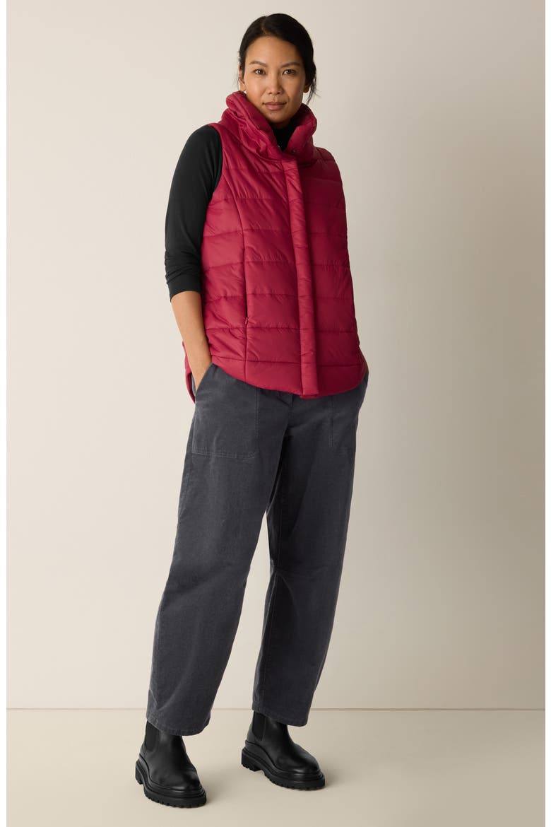Stand Collar Puffer Vest, Alternate, color, RUBY