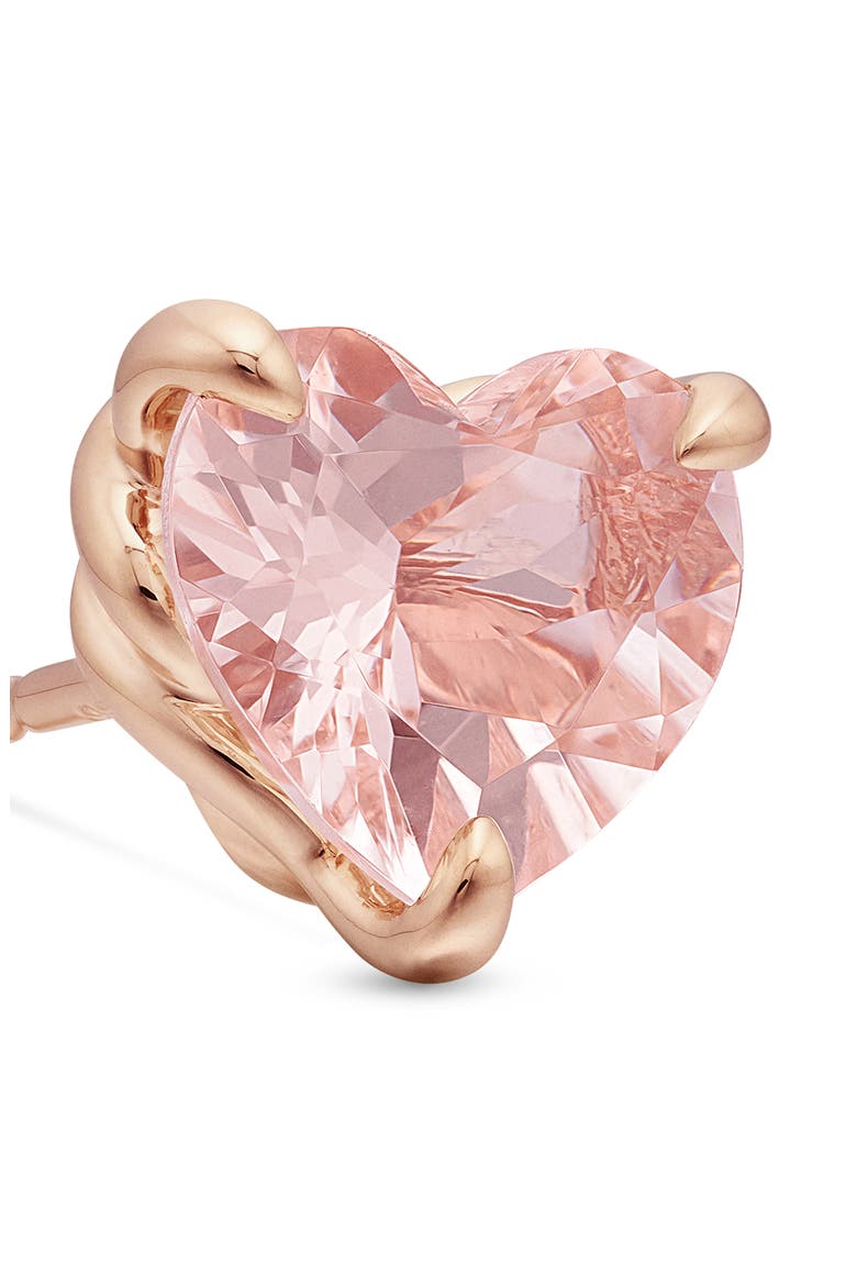 Heart Stud Earrings in 18K Rose Gold with Morganite, Alternate, color, MORGANITE
