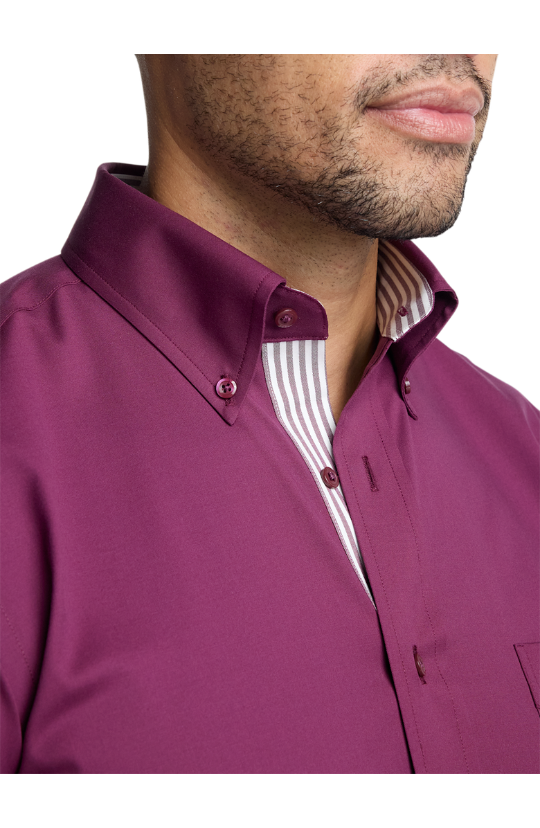 Paul Fredrick Slim Fit Non Iron Pinpoint Oxford Weave Dress Shirt with Trim, Alternate, color, Burgundy