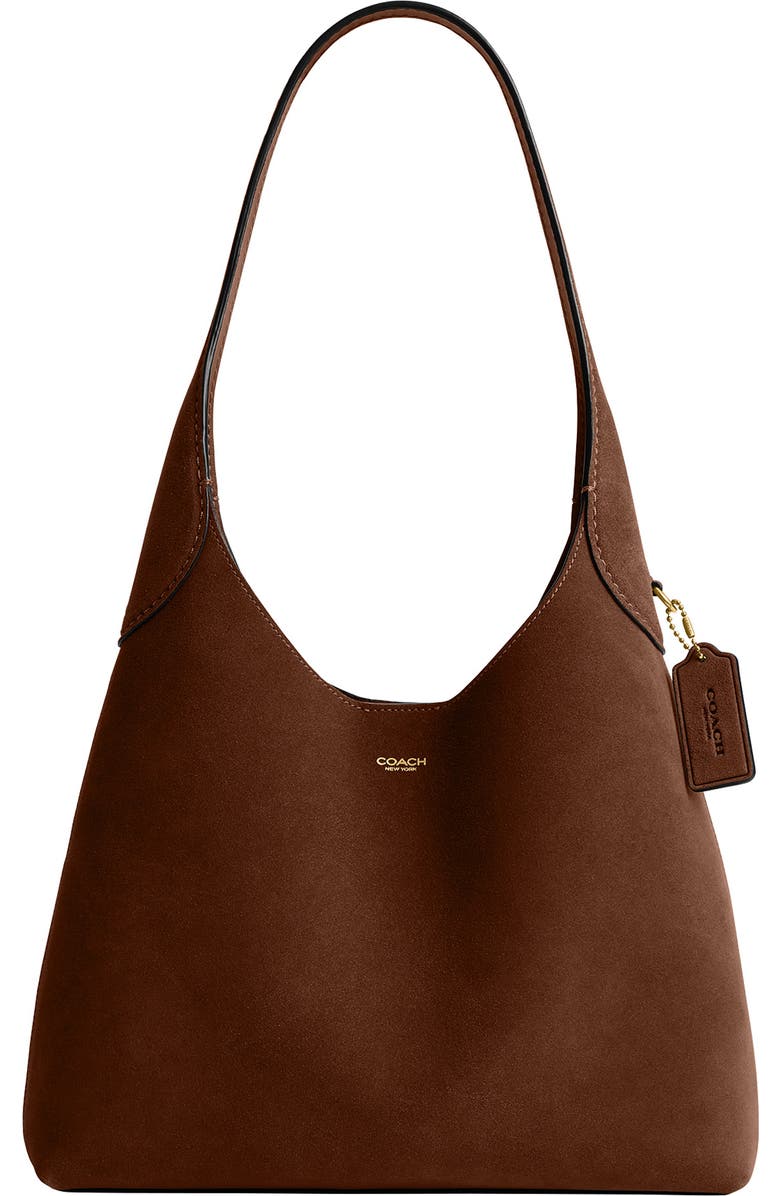 COACH Brooklyn 28 Suede Shoulder Bag, Main, color, B4/Warm Brown