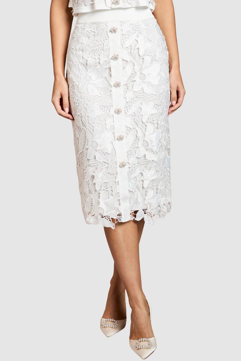 Lace Pencil Skirt, Alternate, color, Ivory