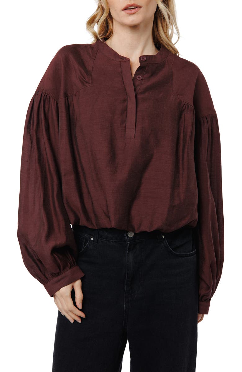 CIEBON Doe Bubble Hem Top, Main, color, Maroon
