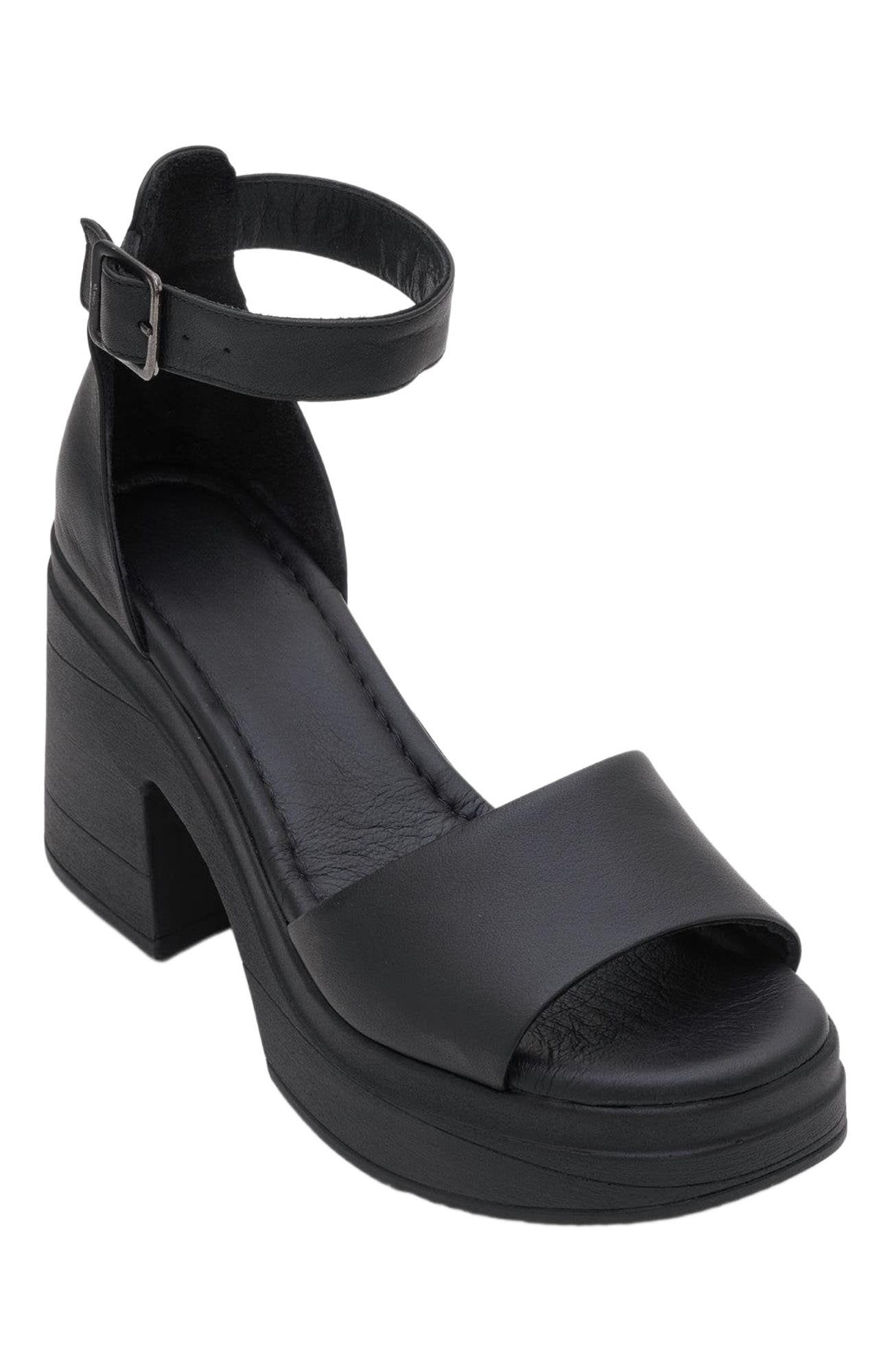 Forever & Always Shoes MARGOT Leather Platform Sandal, Alternate, color, Black Leather