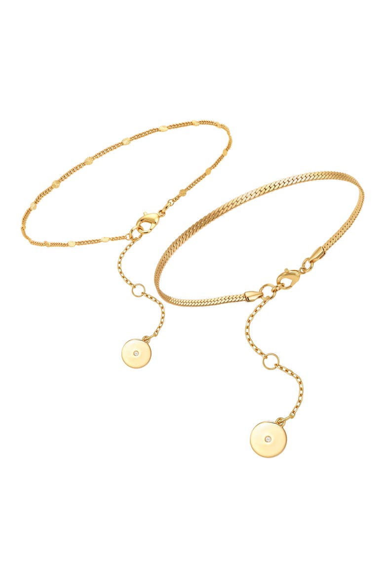 Set of 2 Anklets, Main, color, GOLD TONE