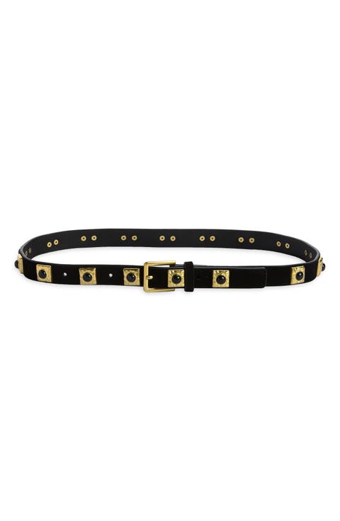 Dolly Stone Detail Leather Belt