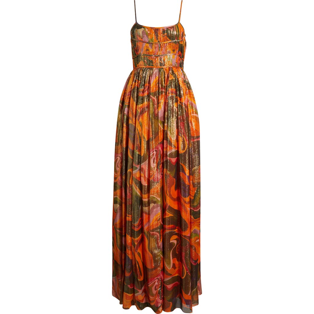 Shop Sani Leela Metallic Gown In Desert Mirage
