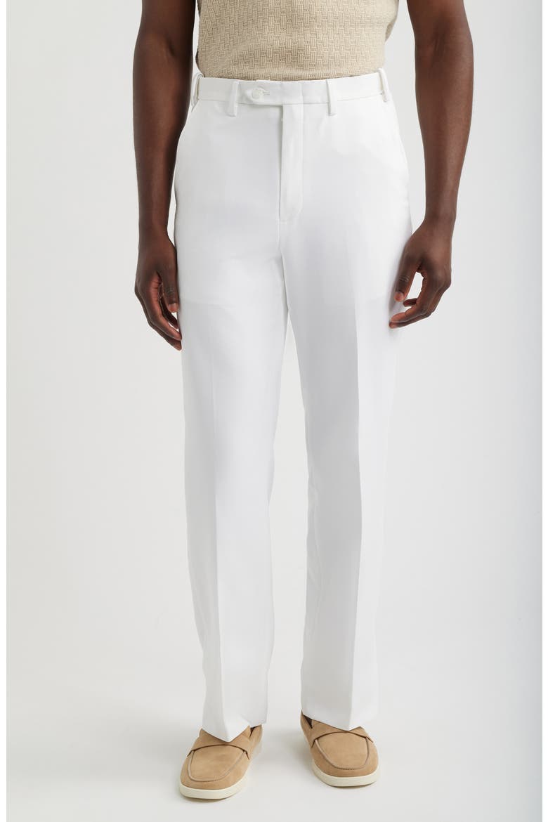 Microfiber Flat Front Pants, Main, color, WHITE