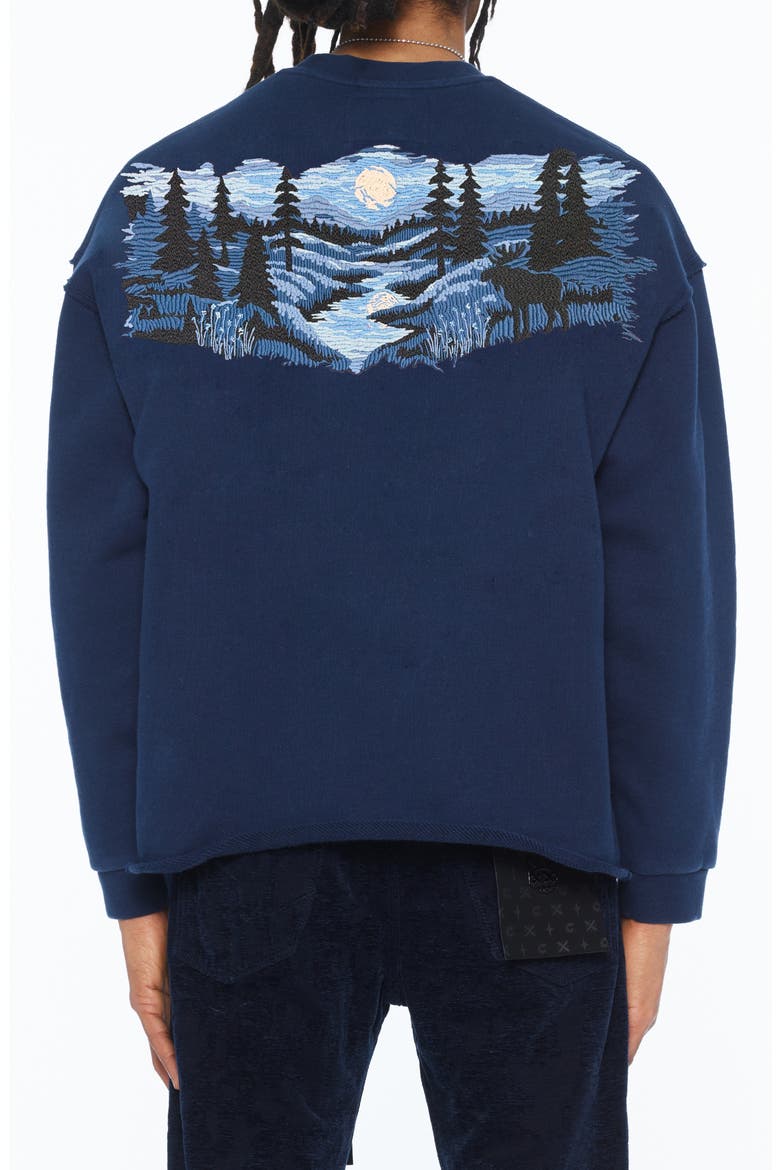 Embroidered Heavyweight French Terry Sweatshirt, Main, color, NAVY
