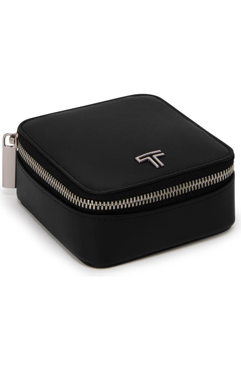 TUMI Leather Jewelry Case, Main, color, Black/ Gunmetal