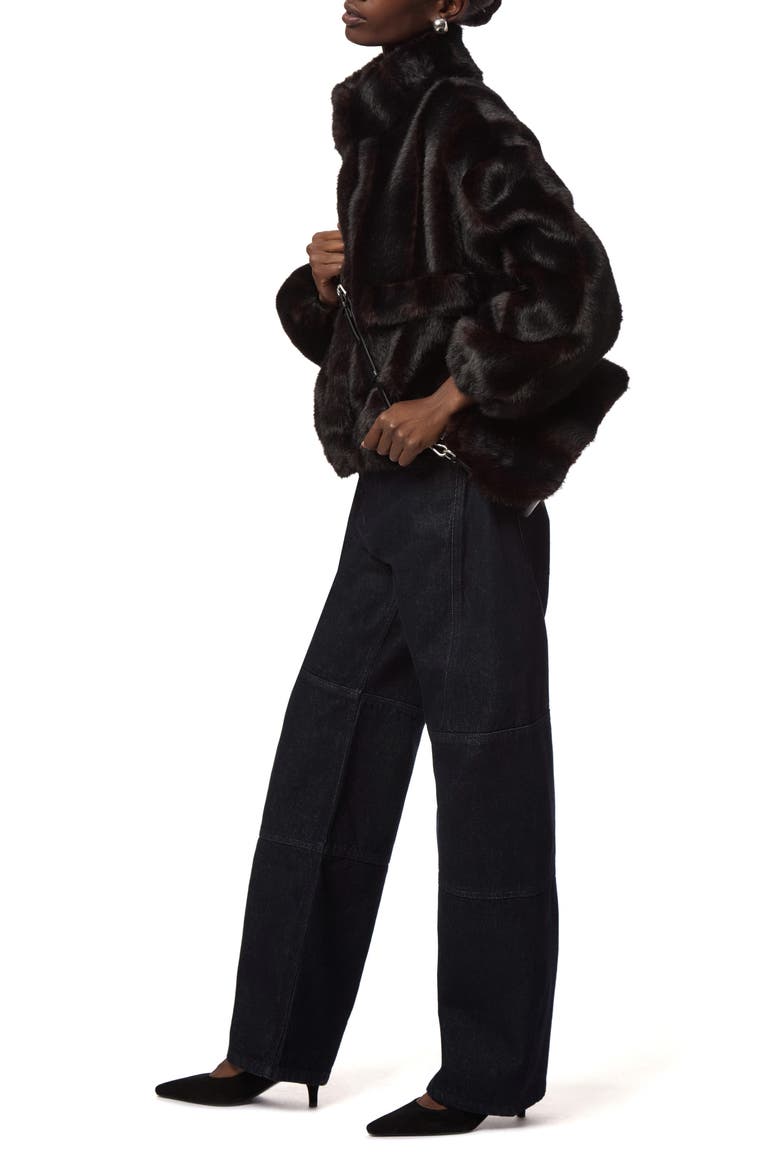Iris Shaved Faux Mink Bomber Jacket, Alternate, color, NOIR MULTI