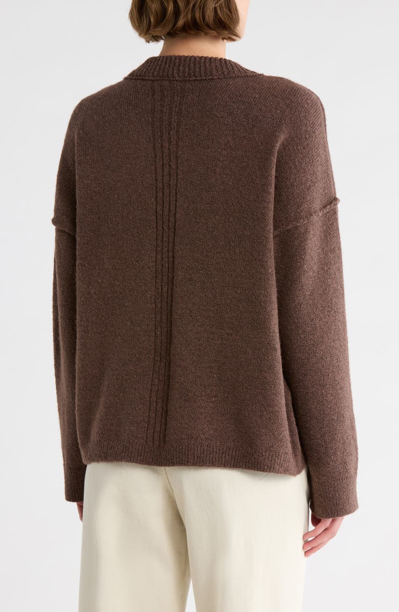 Melrose and Market Rib Trim V-Neck Sweater, Alternate, color, Brown Fawn