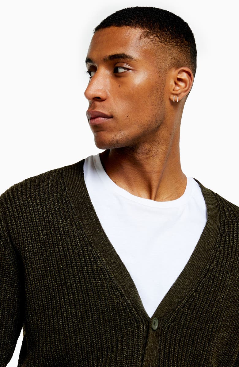 Topman Rack Textured Cardigan Sweater, Alternate, color, 