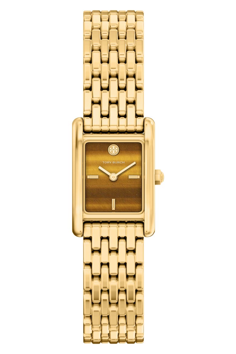 The Small Eleanor Tiger's Eye Bracelet Watch, 22mm x 28mm (Nordstrom Exclusive), Main, color, GOLD