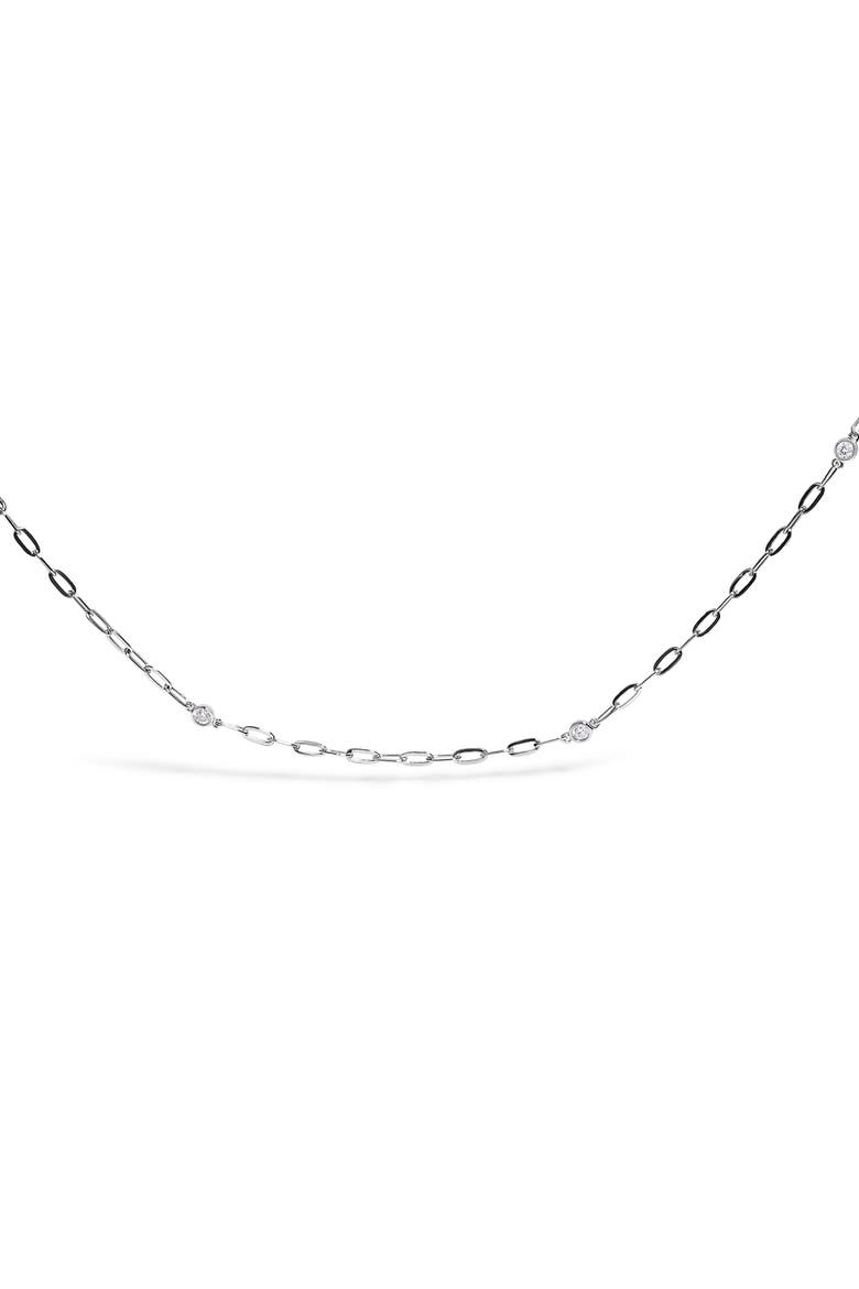 14K White Gold Bezel Set 1.00 Cttw Diamond 11 Station Necklace, Alternate, color, White