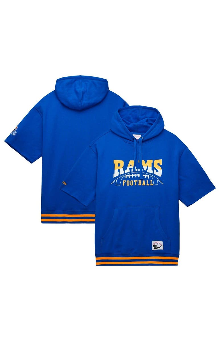 Mitchell & Ness Men's Mitchell & Ness Royal Los Angeles Rams Pre-Game Short Sleeve Pullover Hoodie, Main, color, Royal
