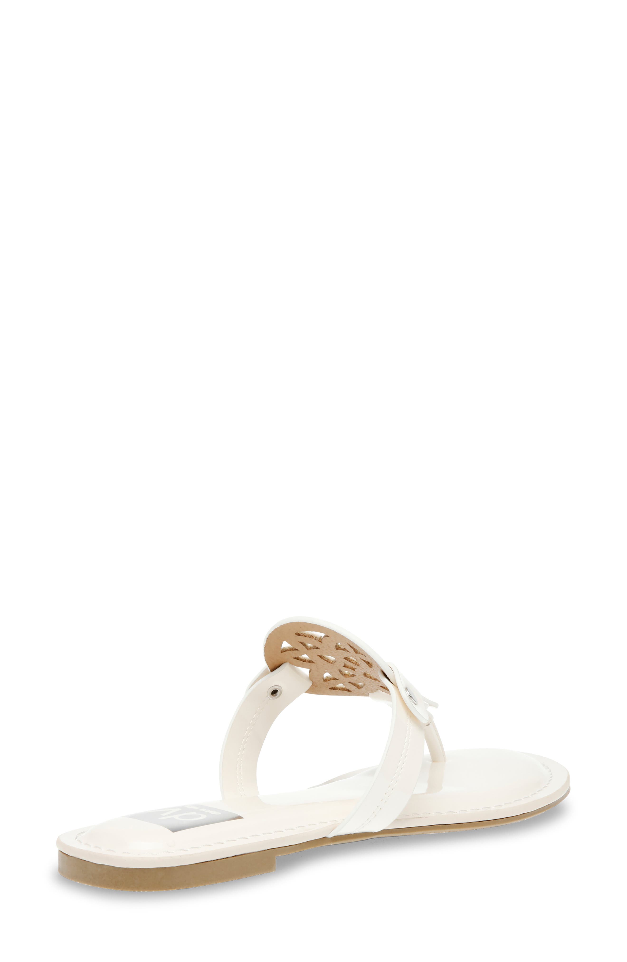 DV by Dolce Vita Gotie Laser Cut Studded Thong Sandal, Alternate, color, Ivory Patent