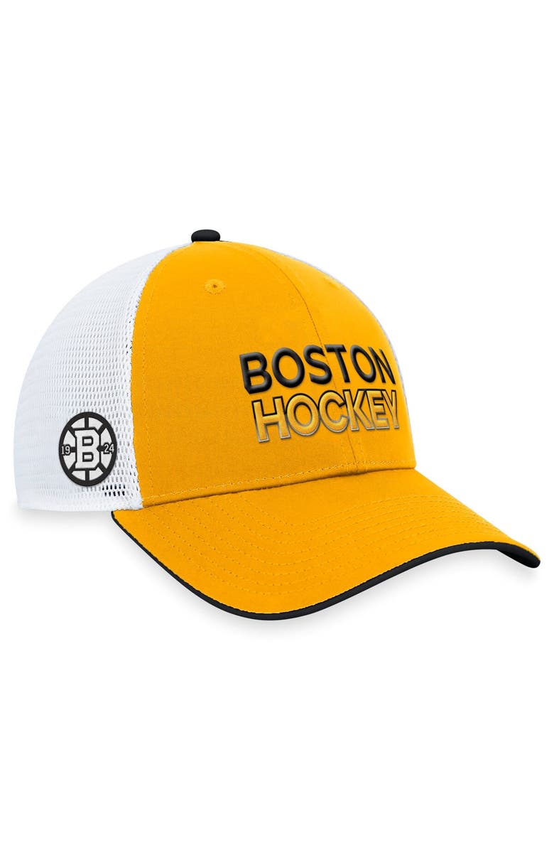 FANATICS Men's Fanatics Branded  Gold Boston Bruins Alternate Authentic Pro Trucker Adjustable Hat, Main, color, 