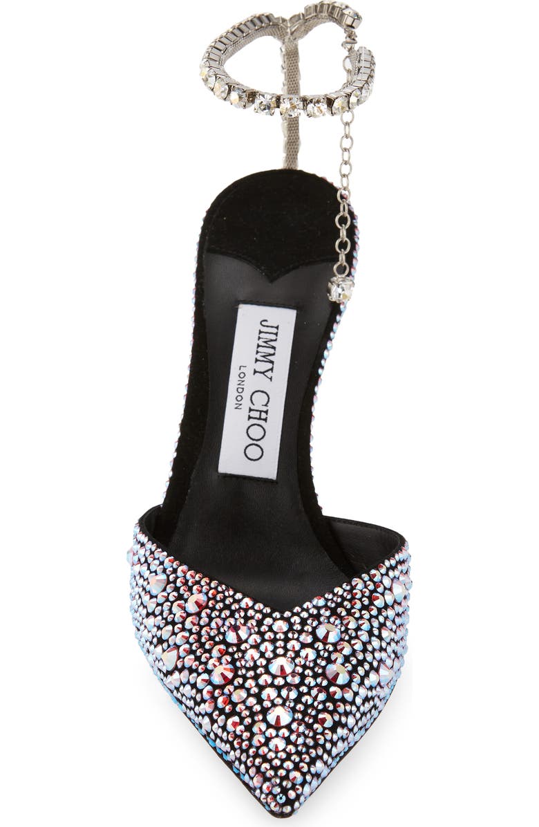 Jimmy Choo Saeda Crystal Ankle Strap Pointed Toe Pump, Alternate, color,