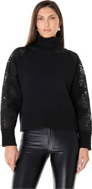 The Noli Shop Camille Lace Turtleneck Sweater