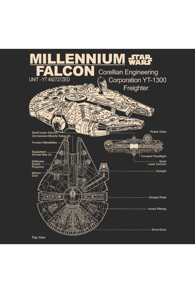 Men's Star Wars A New Hope Corellian Freighter  Graphic T-Shirt, Alternate, color, Charcoal