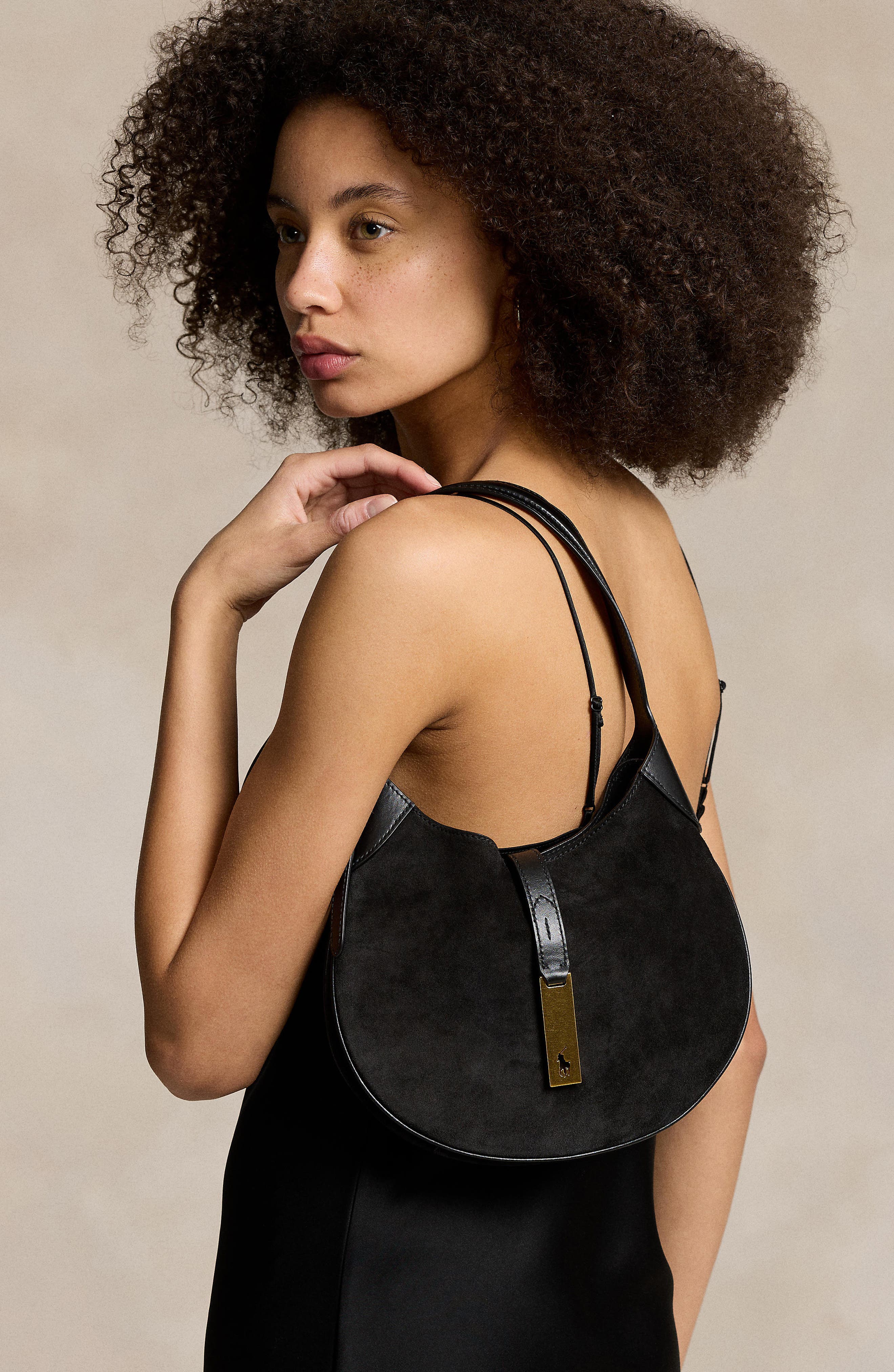 Small Polo ID Shoulder Bag, Alternate, color, BLACK/ G L