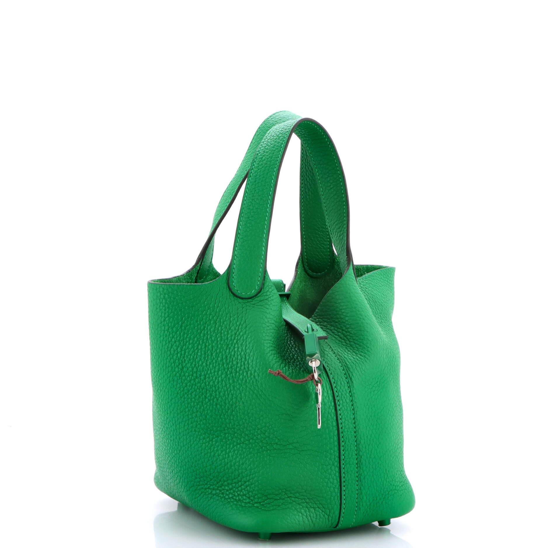 Pre-Owned Hermes Monochrome Picotin Lock Bag Clemence PM, Alternate, color, Green