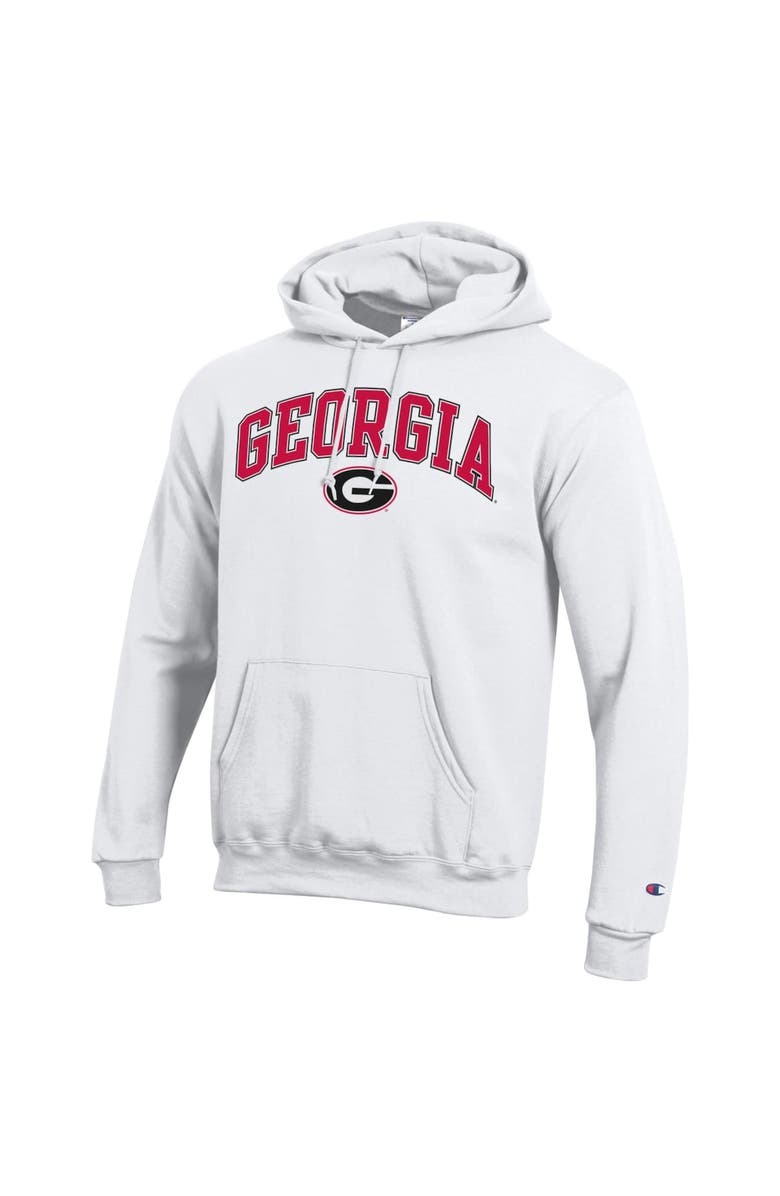 Champion Men's Champion White Georgia Bulldogs Arched Logo Fleece Pullover Hoodie, Alternate, color,