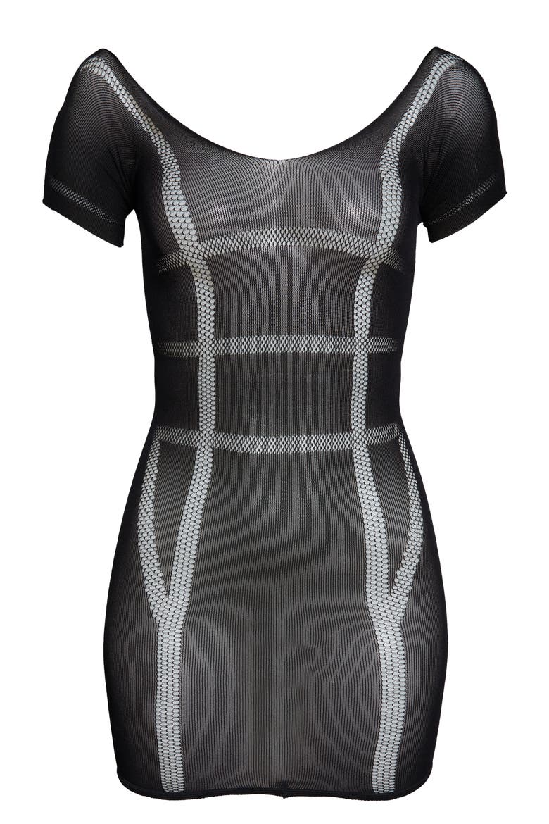 Hosiery Mesh Chemise, Alternate, color, BLACK